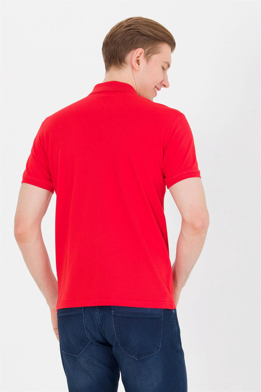 Мужская красная базовая футболка с воротником-поло - U.s. polo assn фото 5