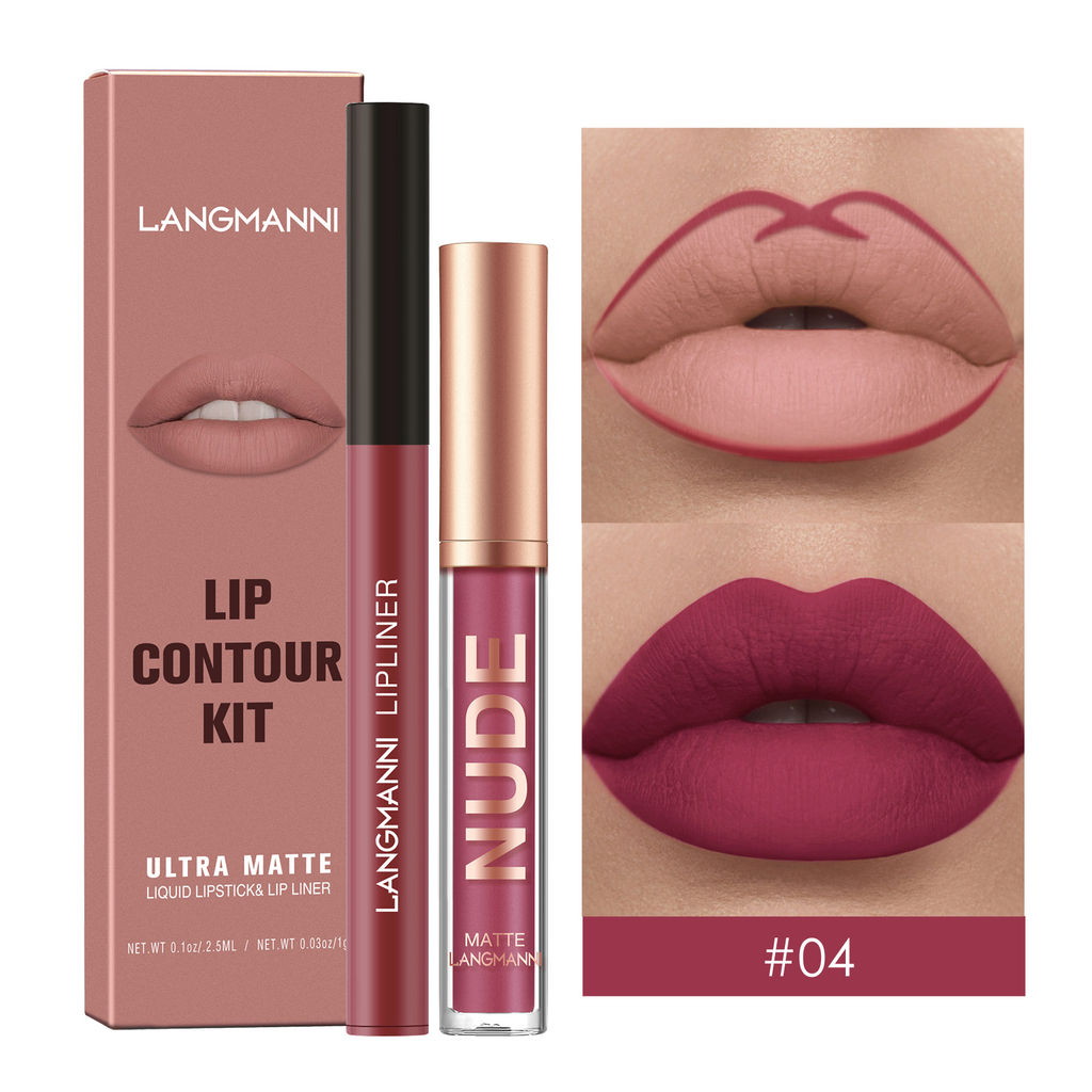 Langmanni Matte Lip Gloss Комбинированный Набор Для Макияжа тон 04