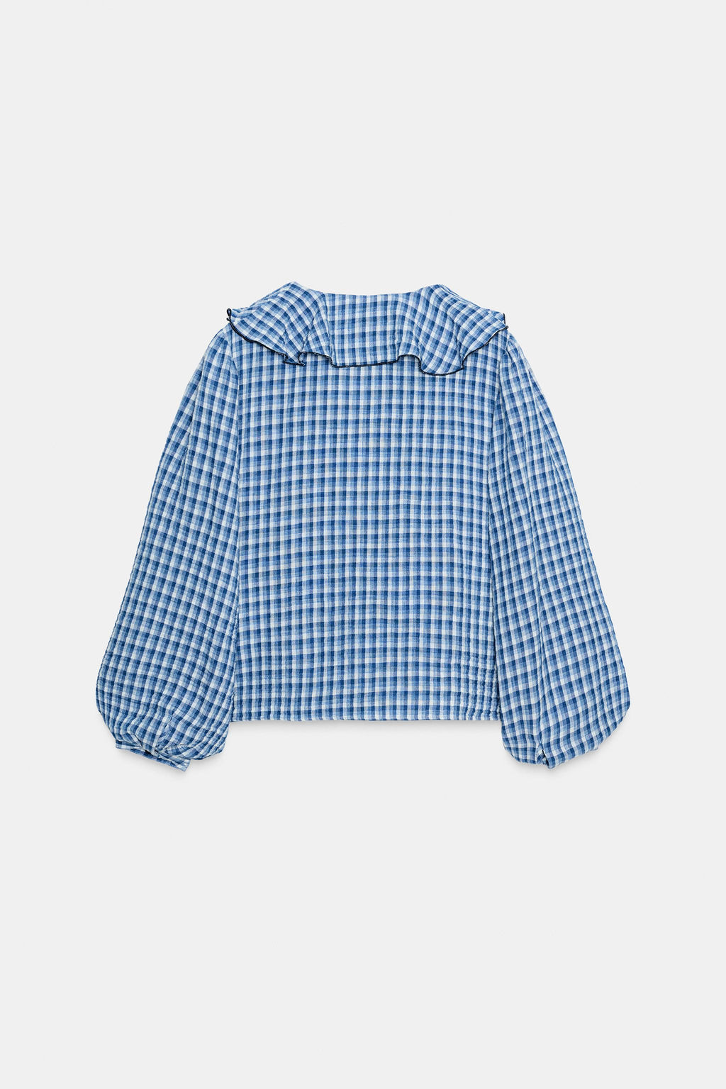 GINGHAM CHECK RUFFLED BLOUSE - Zara фото 7