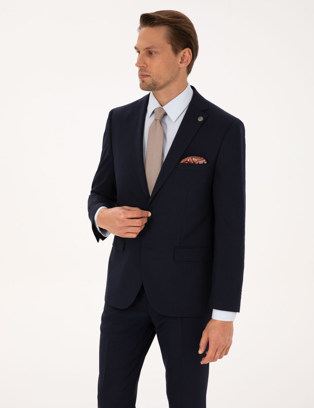 Lacivert Slim Fit Tak_m Elbise