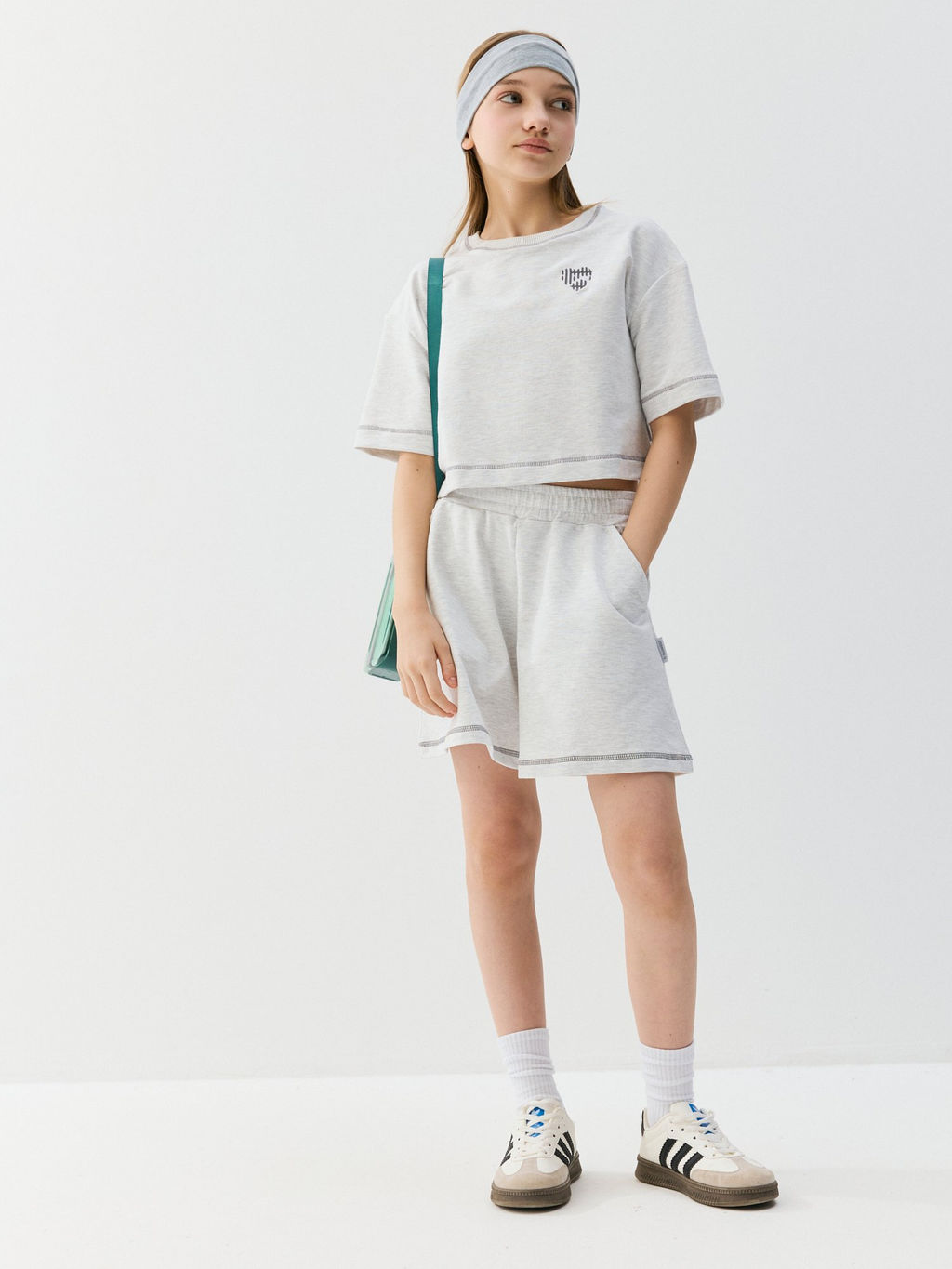 Юбка-шорты "Серый меланж" из футера 7+