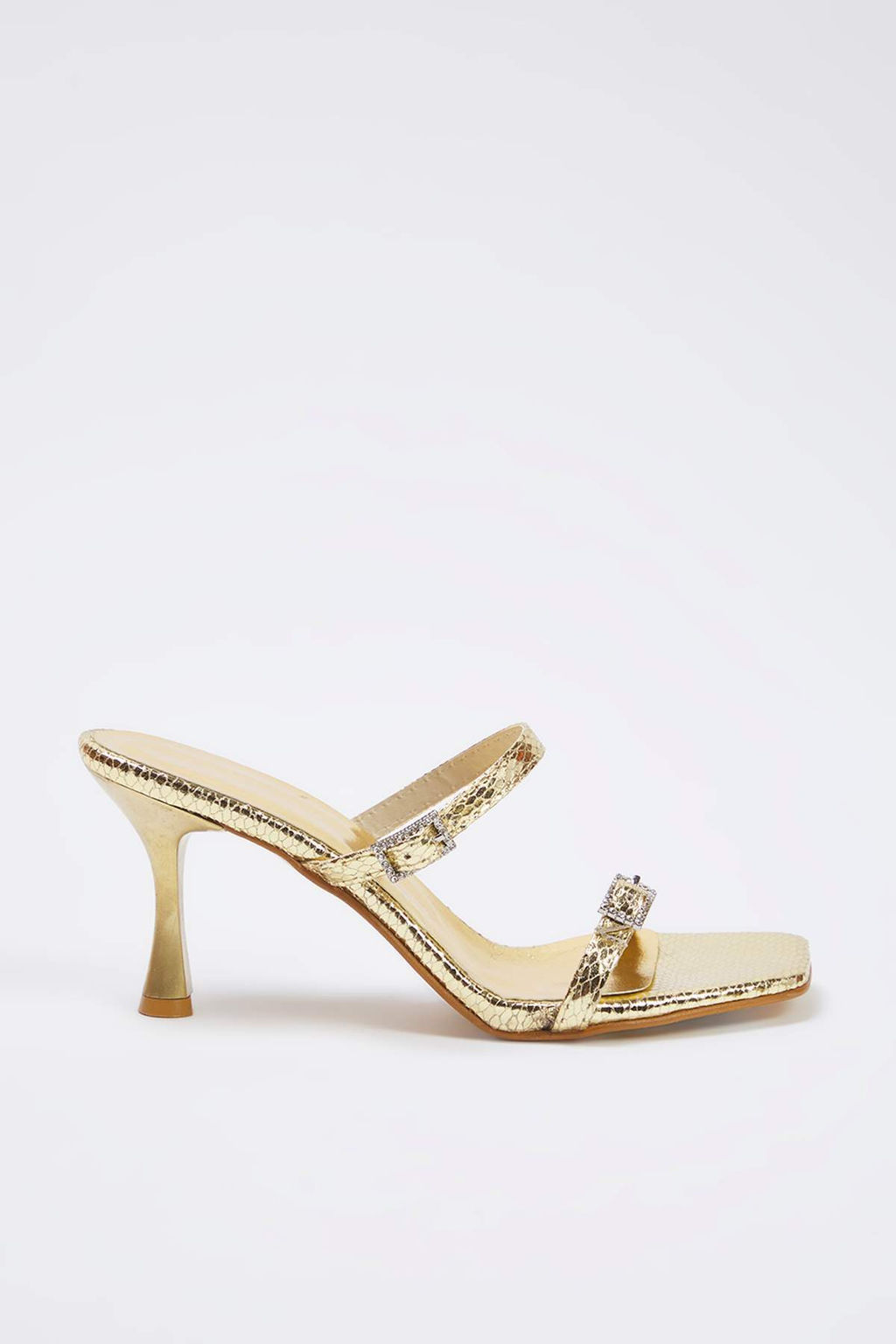 Trendyolmilla Shoes Metalik Alt?n Tasl? Toka Detayl? Ince Bantl? Kad?n Ince Topuklu Terlik TAKSS25TO00103  фото 6