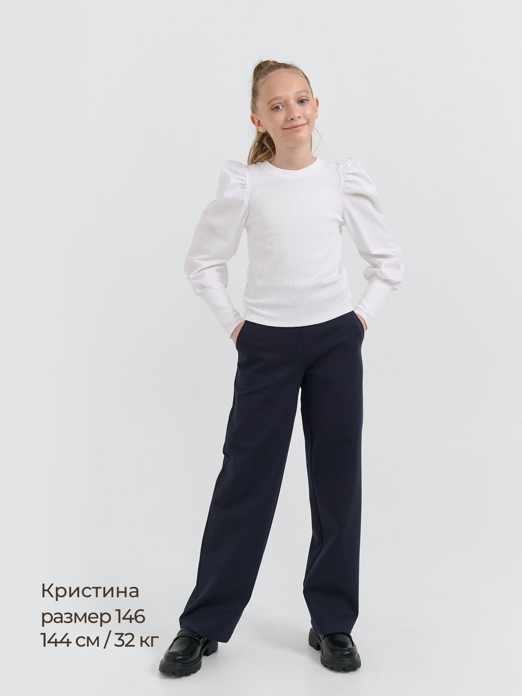 Блузка из лапши для девочки Белая 7+ - Bungly фото 11