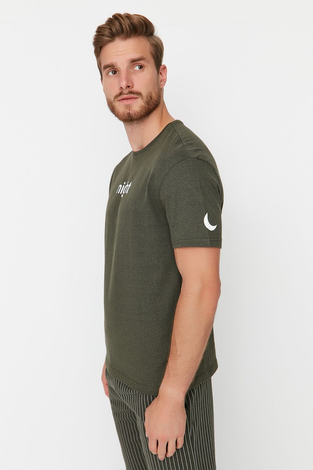 TRENDYOL MAN Lacivert Bask?l? Regular Fit Orme Pijama Tak?m? THMAW21PT0393 - Trendyolmilla фото 2