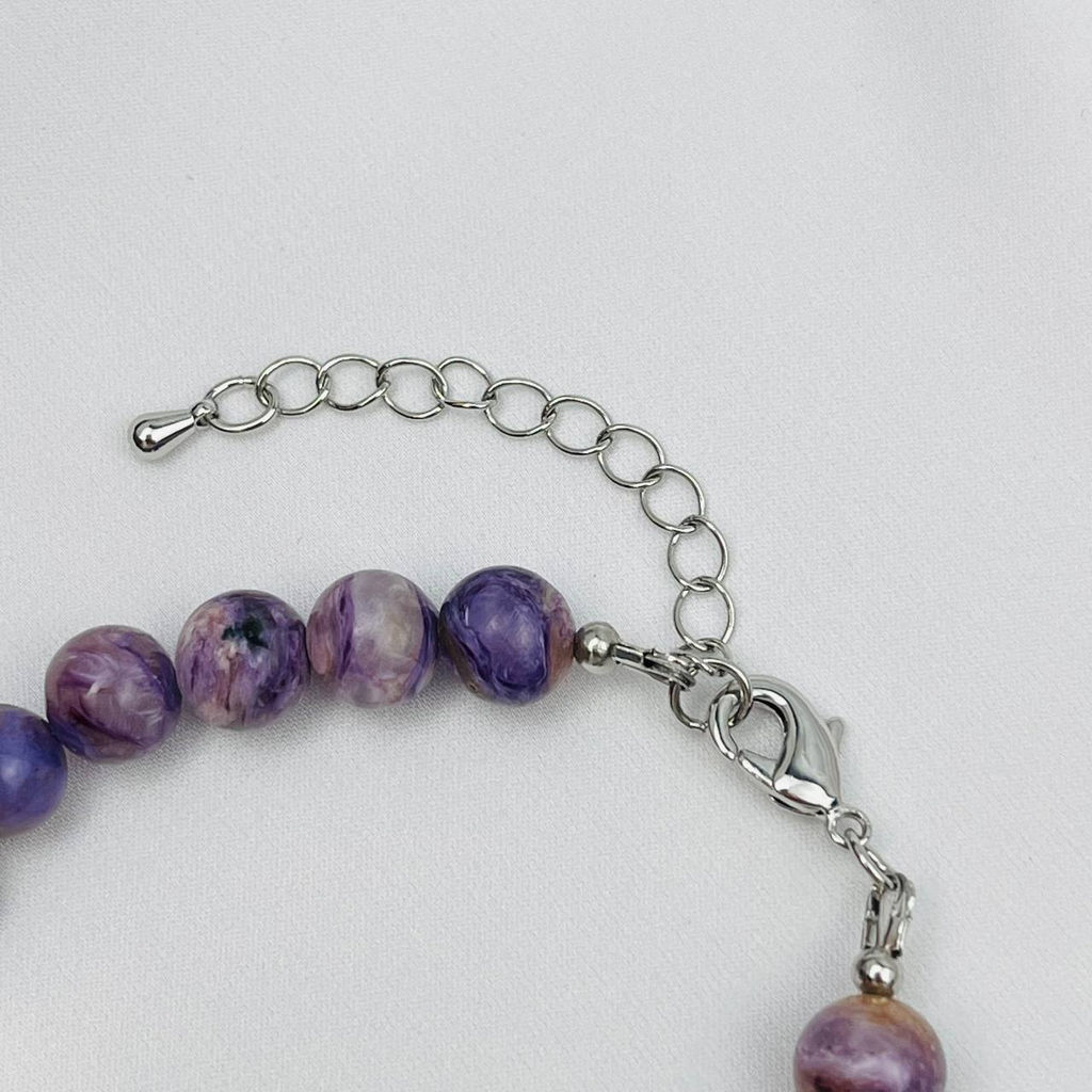 Браслет из Чароита с Жемчугом 18,5 см + - Радуга самоцветов фото 5