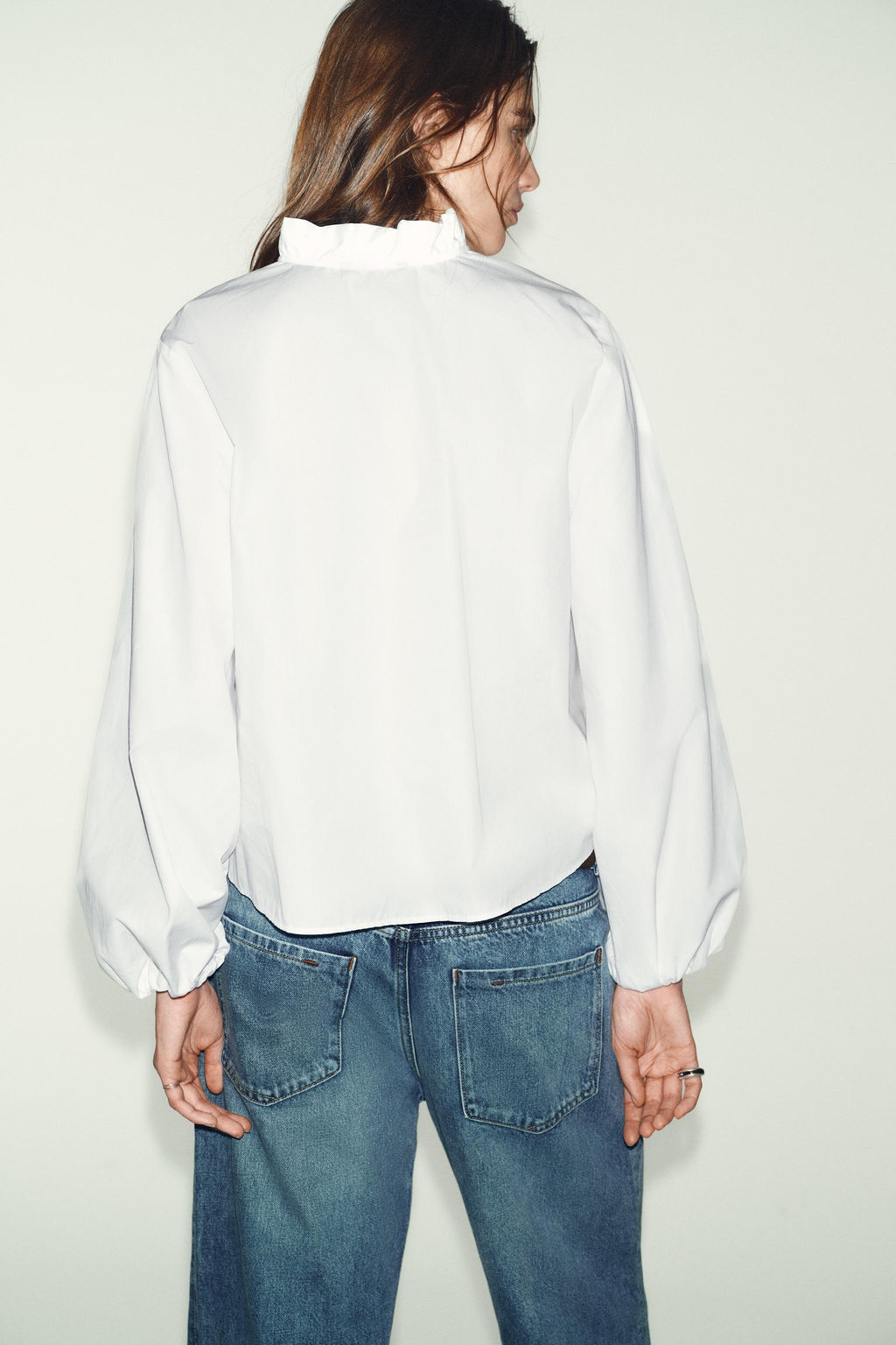 RUFFLED POPLIN BLOUSE - Zara фото 4