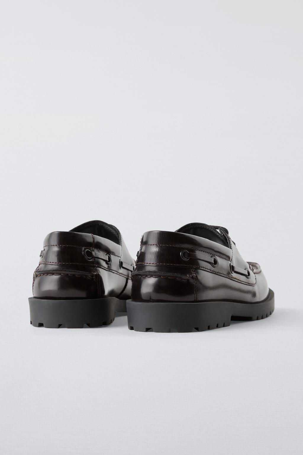 LEATHER TRACK SOLE DECK SHOES - Zara фото 5