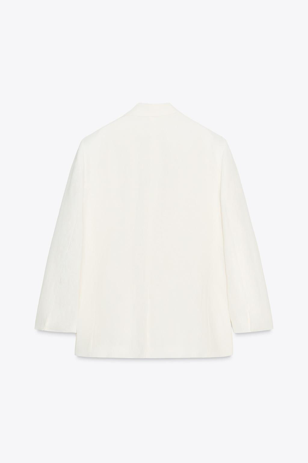 ZW COLLECTION DOUBLE-BREASTED LINEN BLEND BLAZER - Zara фото 3
