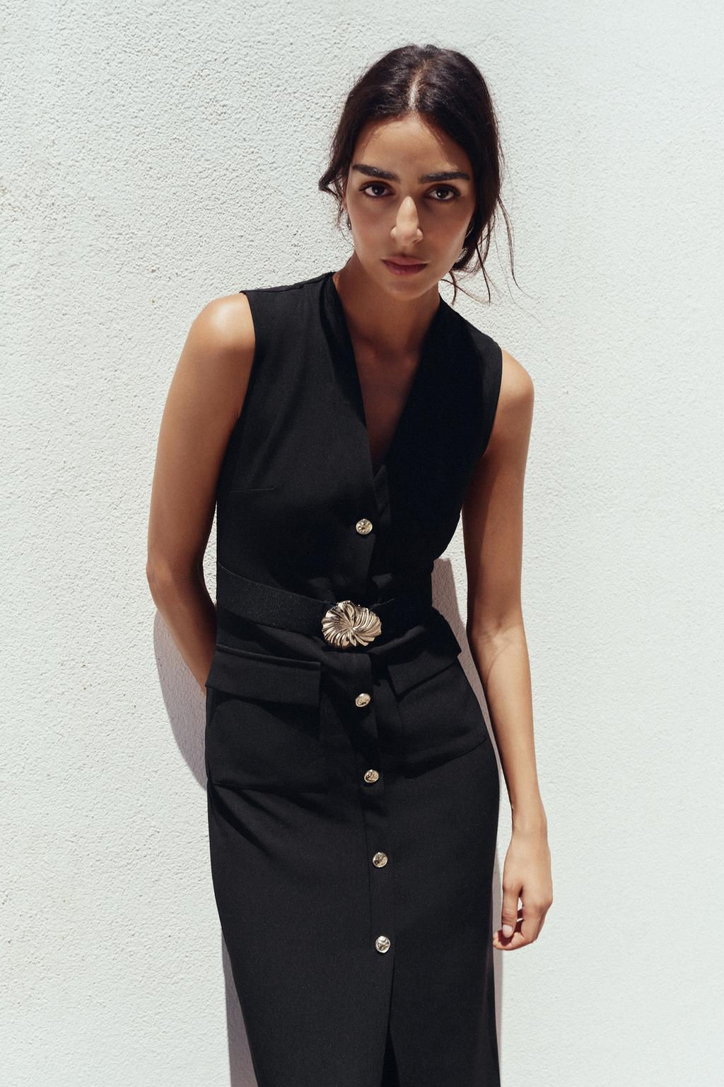 BELTED CREPE MIDI DRESS - Zara фото 10