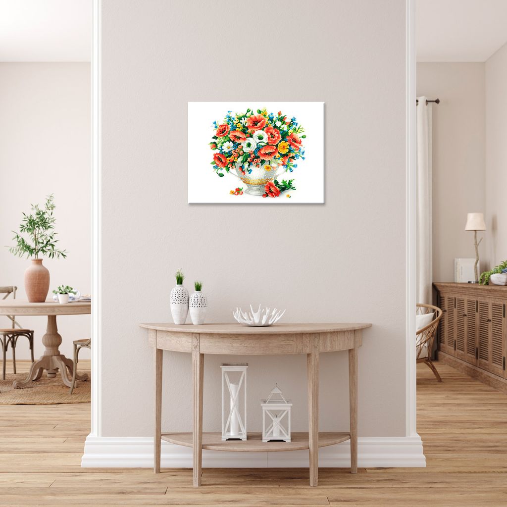 Кристальная (алмазная) мозаика ФРЕЯ ALPD-002 на подрамнике Маки и незабудки 40 х 30 см