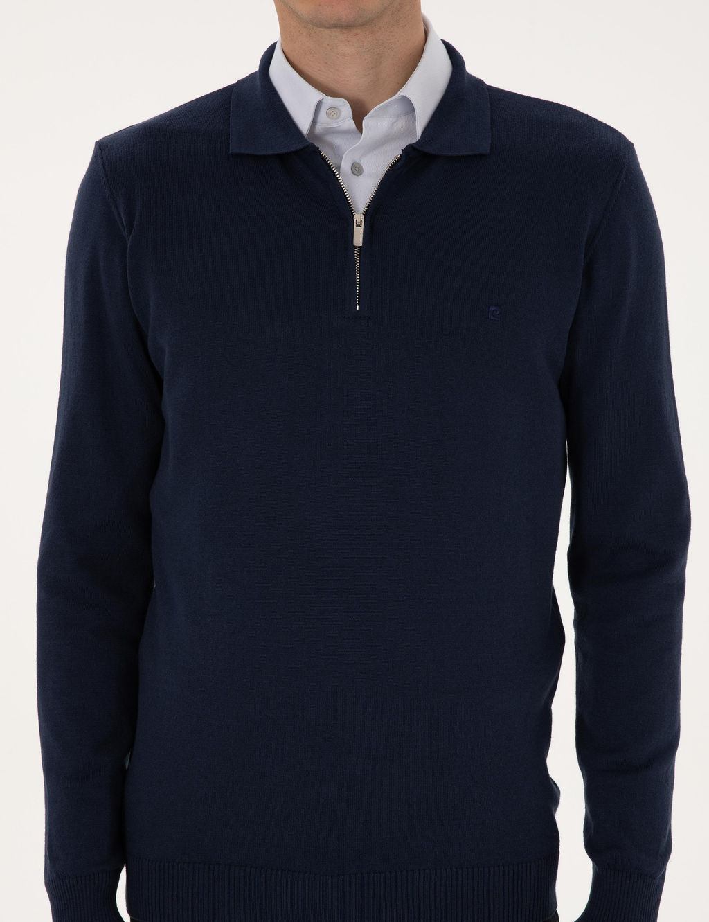 A__k Lacivert Slim Fit Polo Yaka Fermuarl_ Basic Triko Kazak - Pierre cardin фото 6