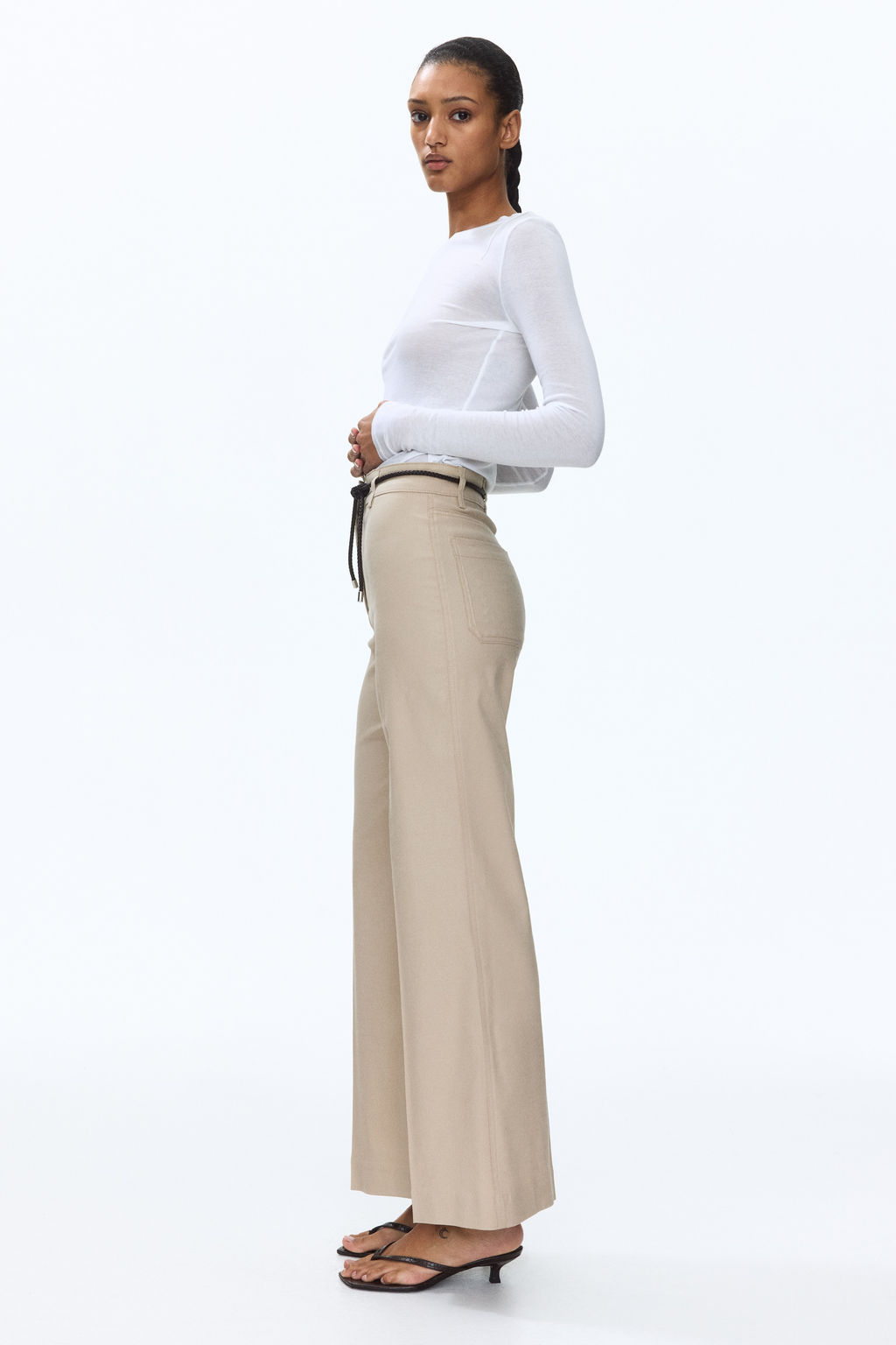 Pantal?n bootcut en mezcla de lino - H&m фото 3