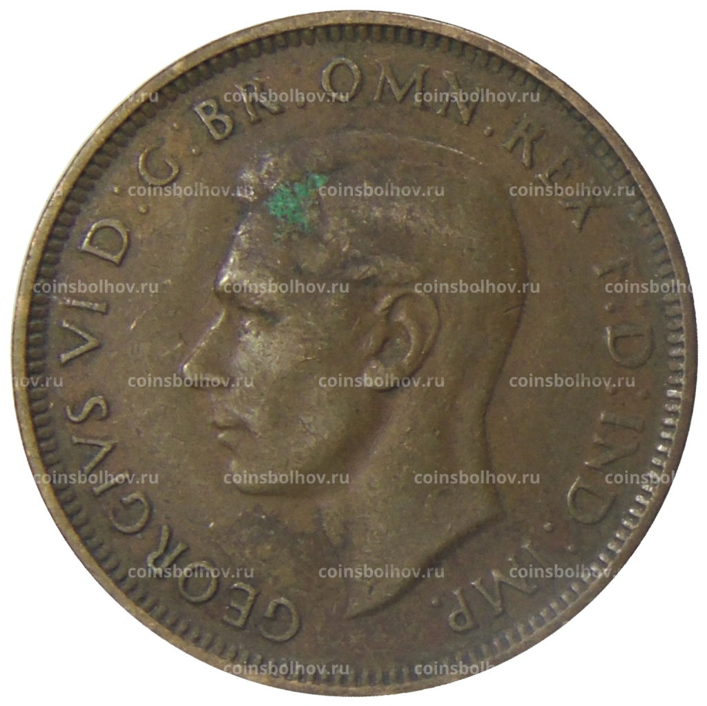 Монета 1/2 пенни 1938 года Австралия
