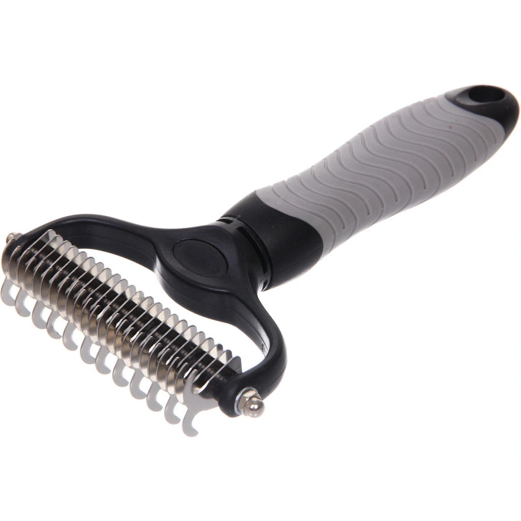 Цена за 2 шт. Расческа для удаления колтунов "ПРЕМИУМ - МОЙ БРО", прорезиненная ручка, цвет серый/черный, 18*11.6см (лейбл)