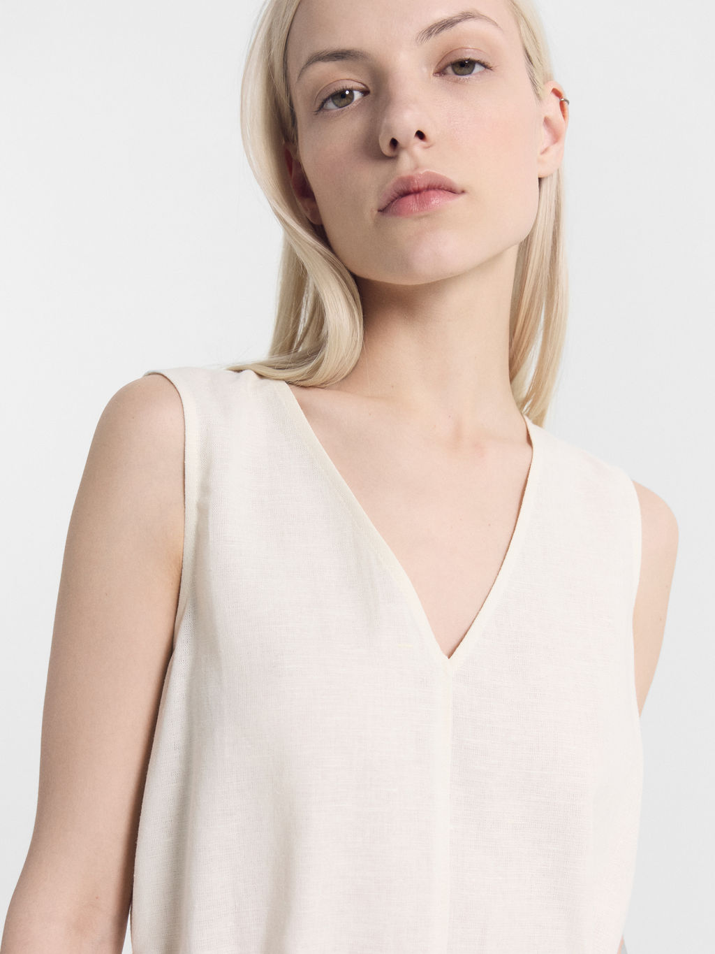 Свободный сарафан из премиального льна и хлопка в расцветке суровый - Mark formelle фото 7