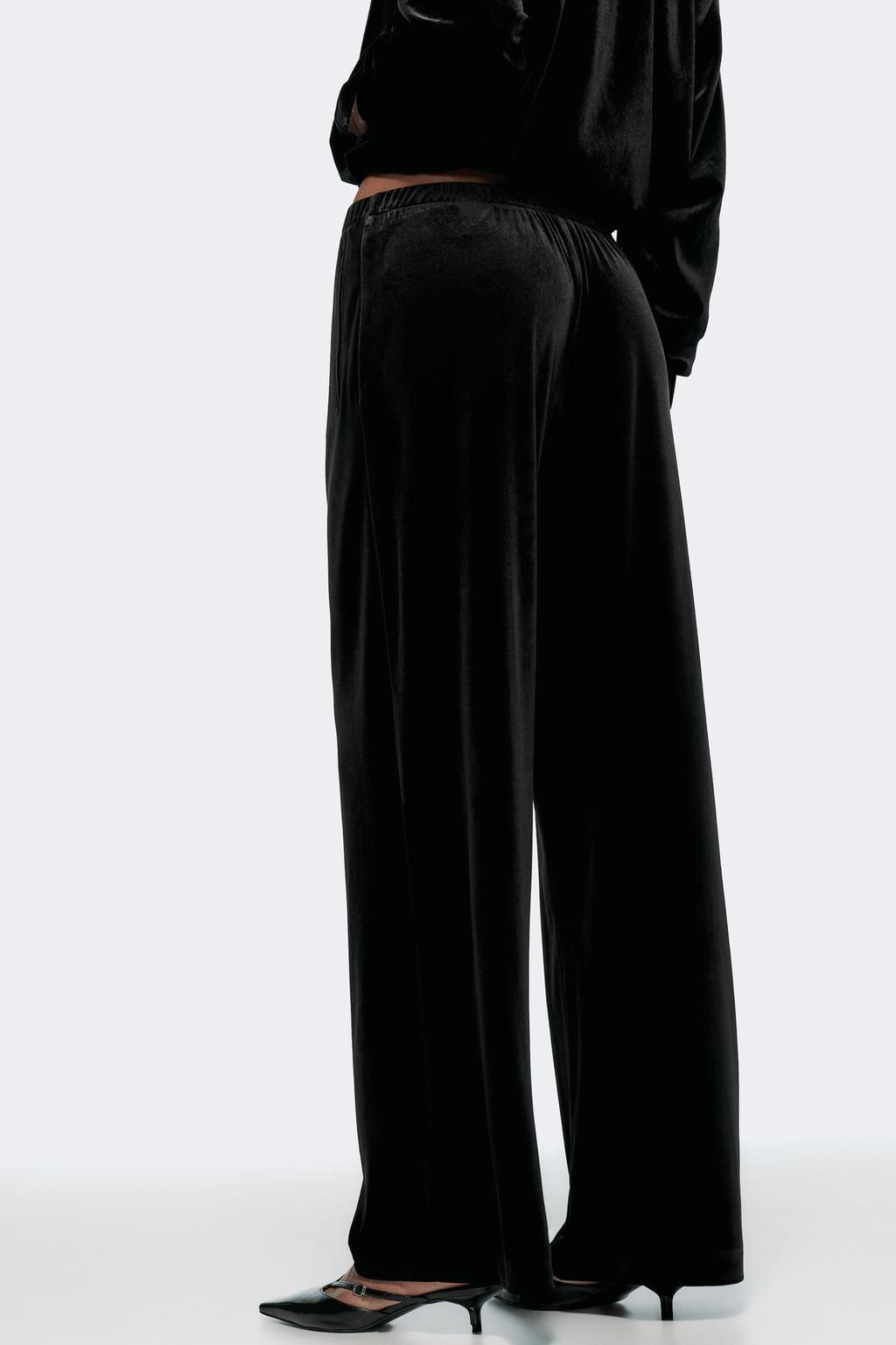 WIDE VELVET TROUSERS - Zara фото 4