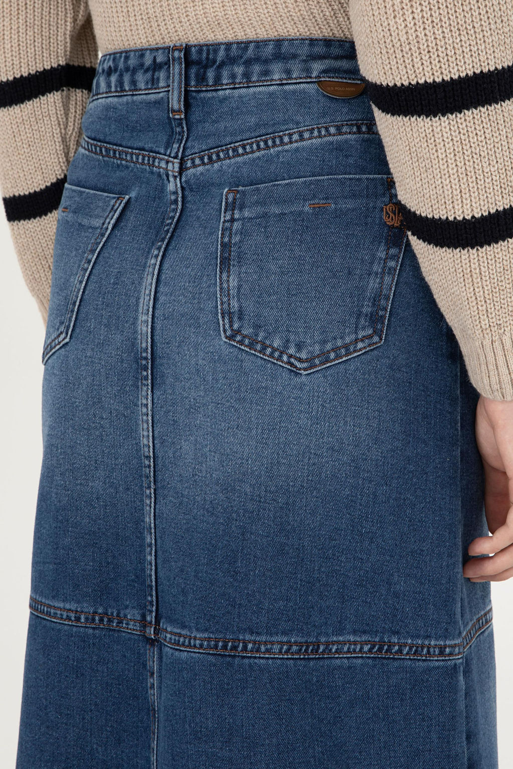Юбка джинсовая U.S. Polo Assn синяя из хлопка с вискозой фото 5
