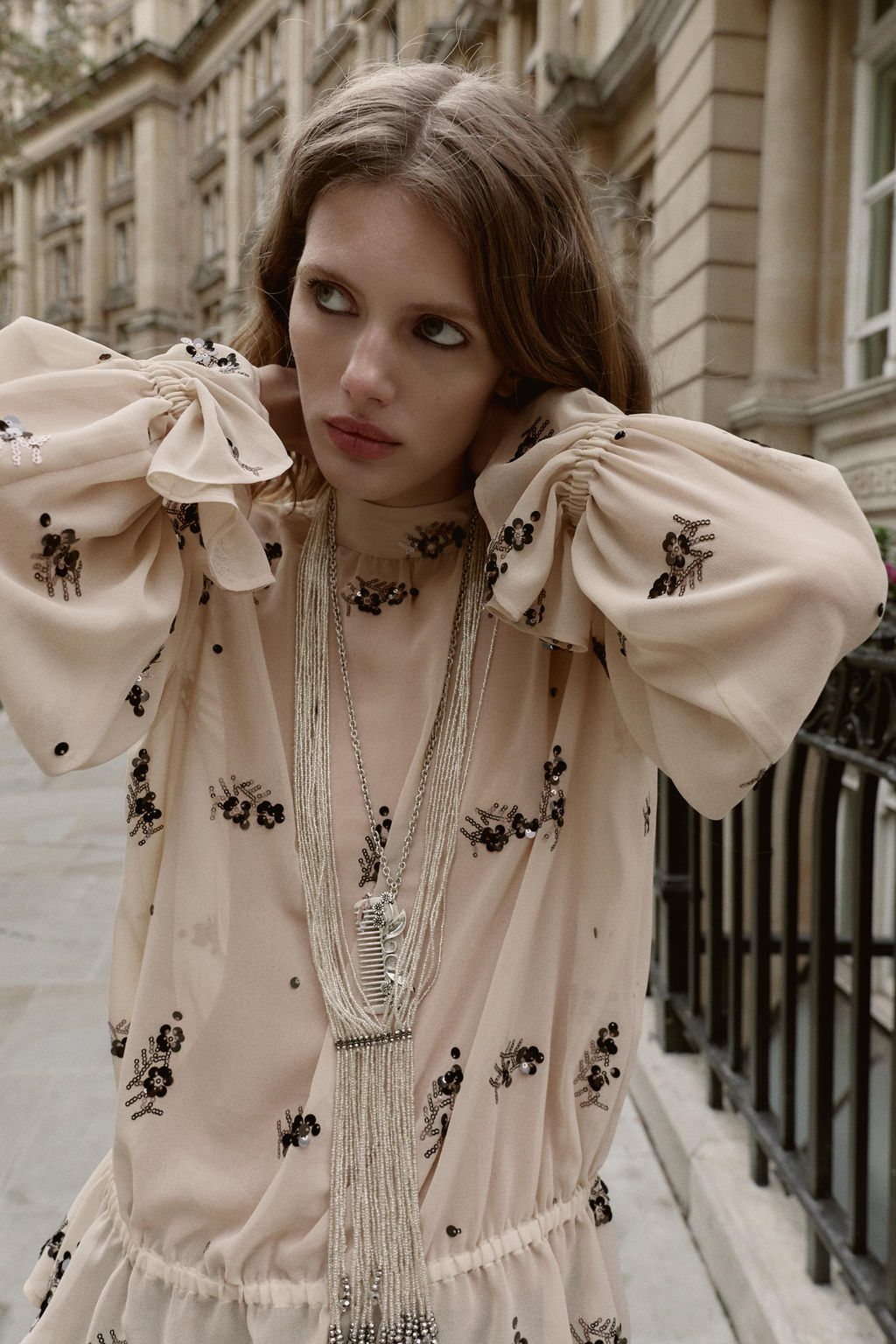 SEMI-SHEER SEQUIN BLOUSE - Zara фото 5