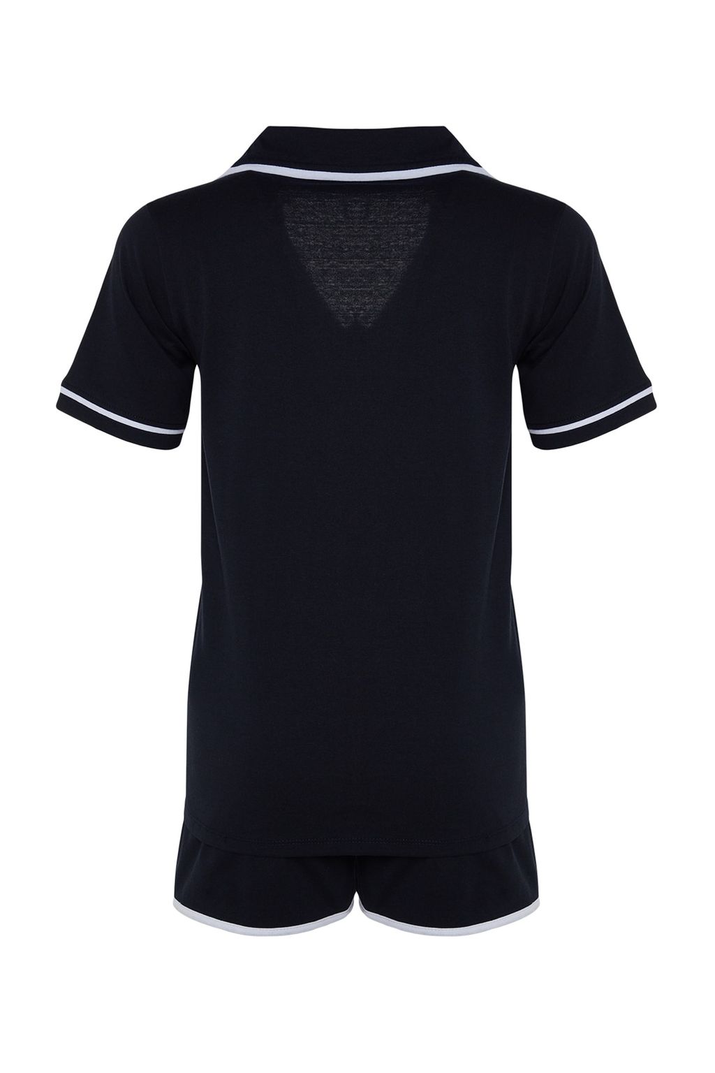 Trendyolmilla Lacivert %100 Pamuklu Biye Detayl? Sortlu Orme Pijama Tak?m? THMSS20PT0406  фото 10