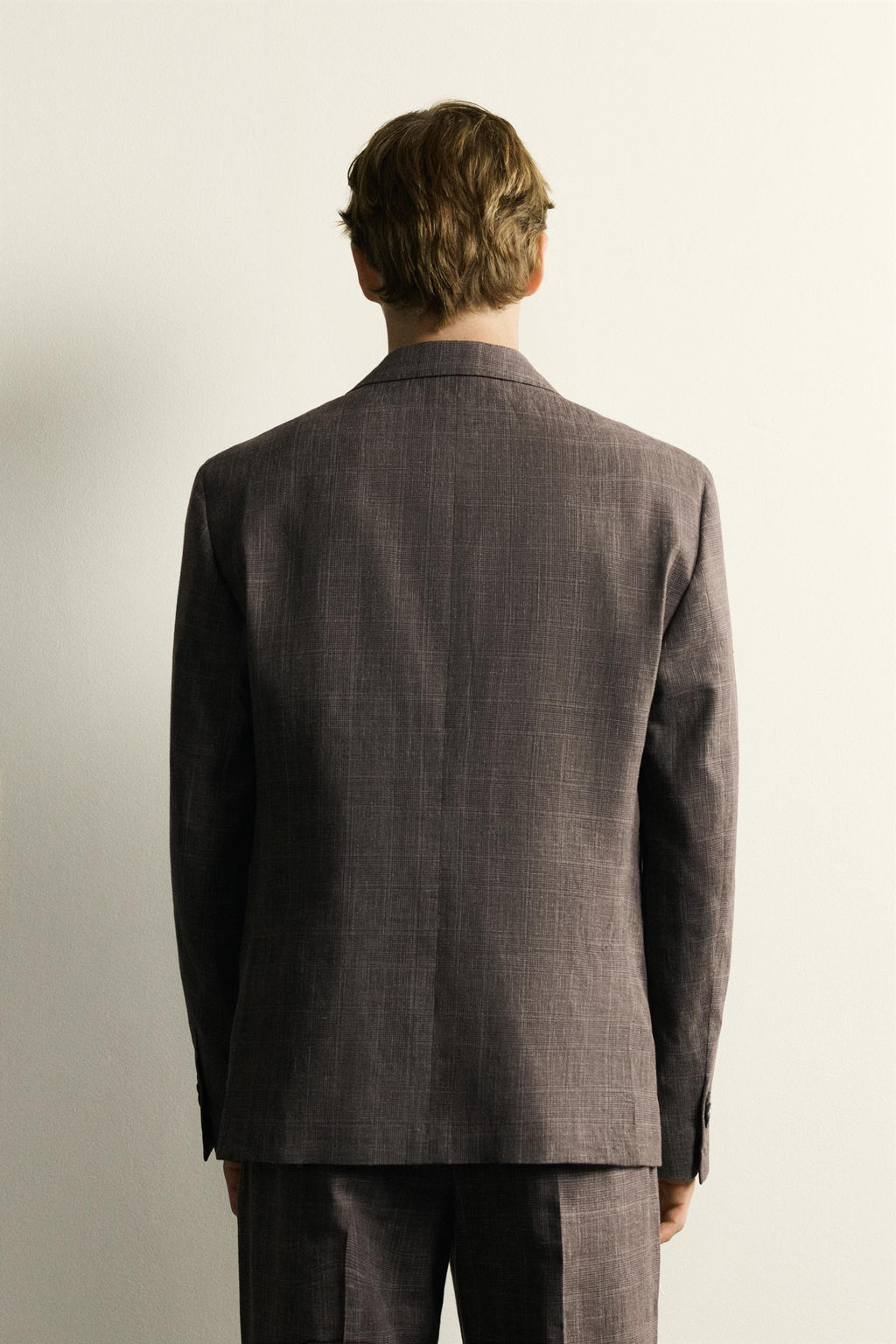 BLAZER TRAJE CUADROS LINO - LANA / Marr?n - Zara фото 3