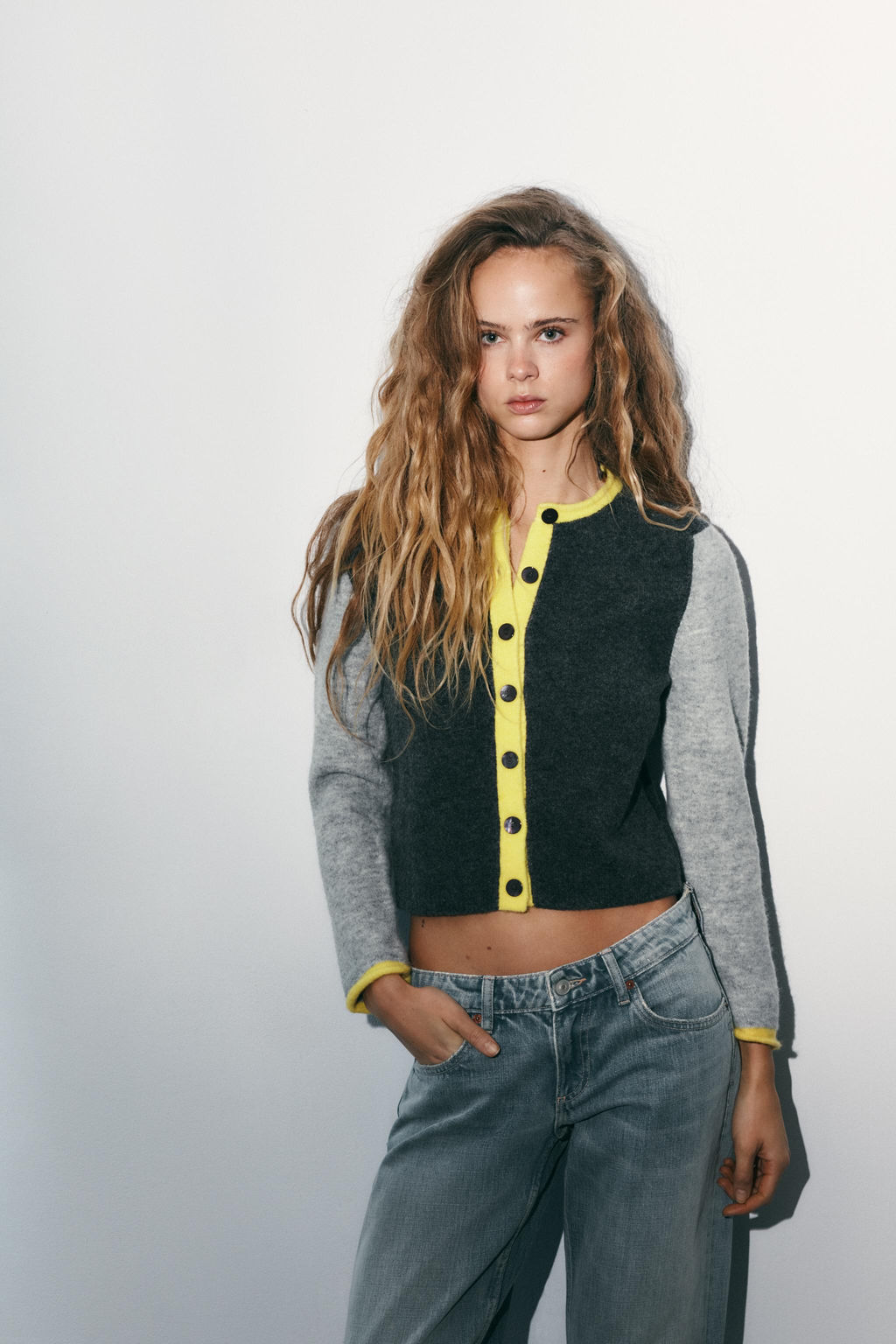 CHAQUETA PUNTO COLOR BLOCK / Multicolor