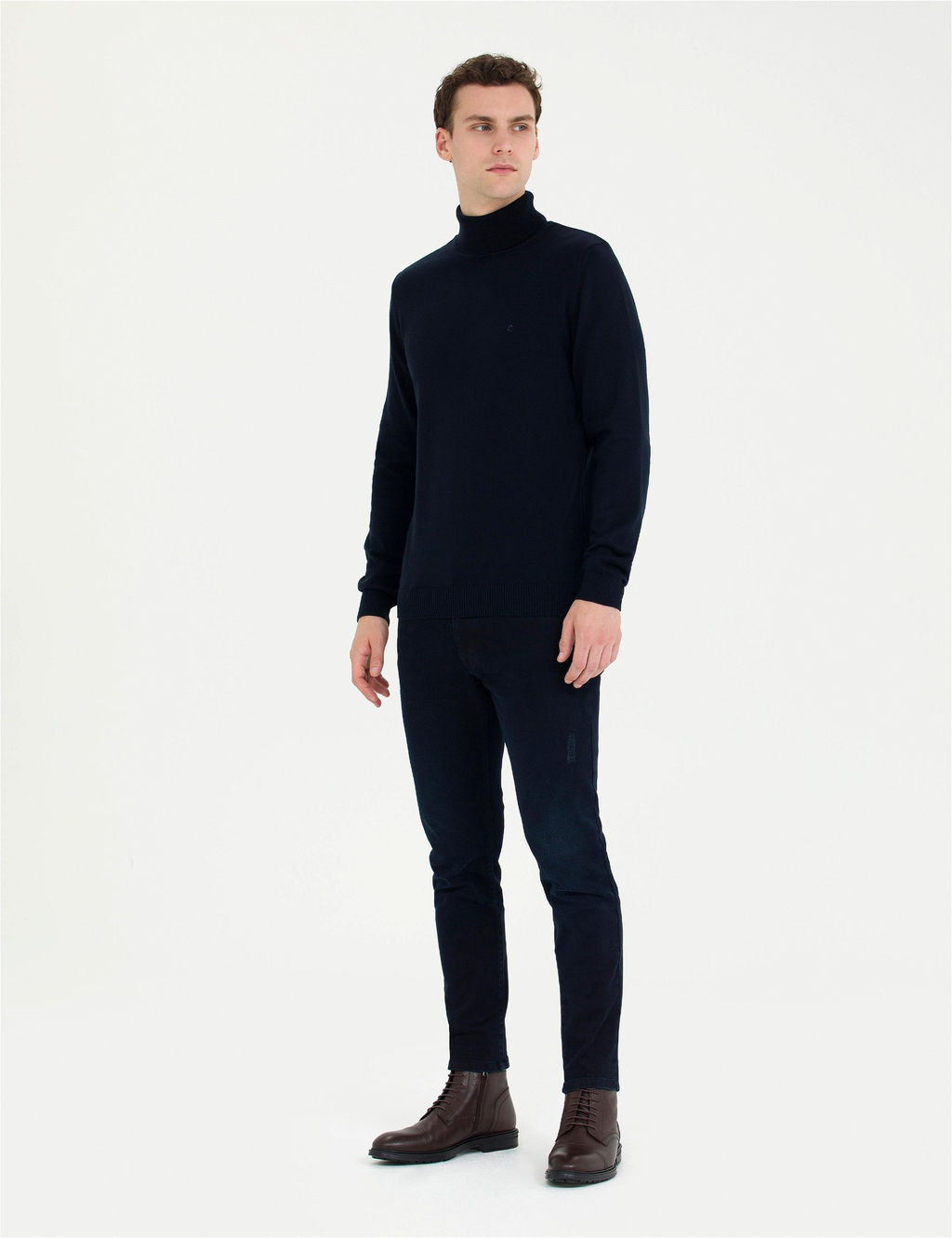Lacivert Slim Fit Bal_k__ Yaka Basic Triko Kazak - Pierre cardin фото 4