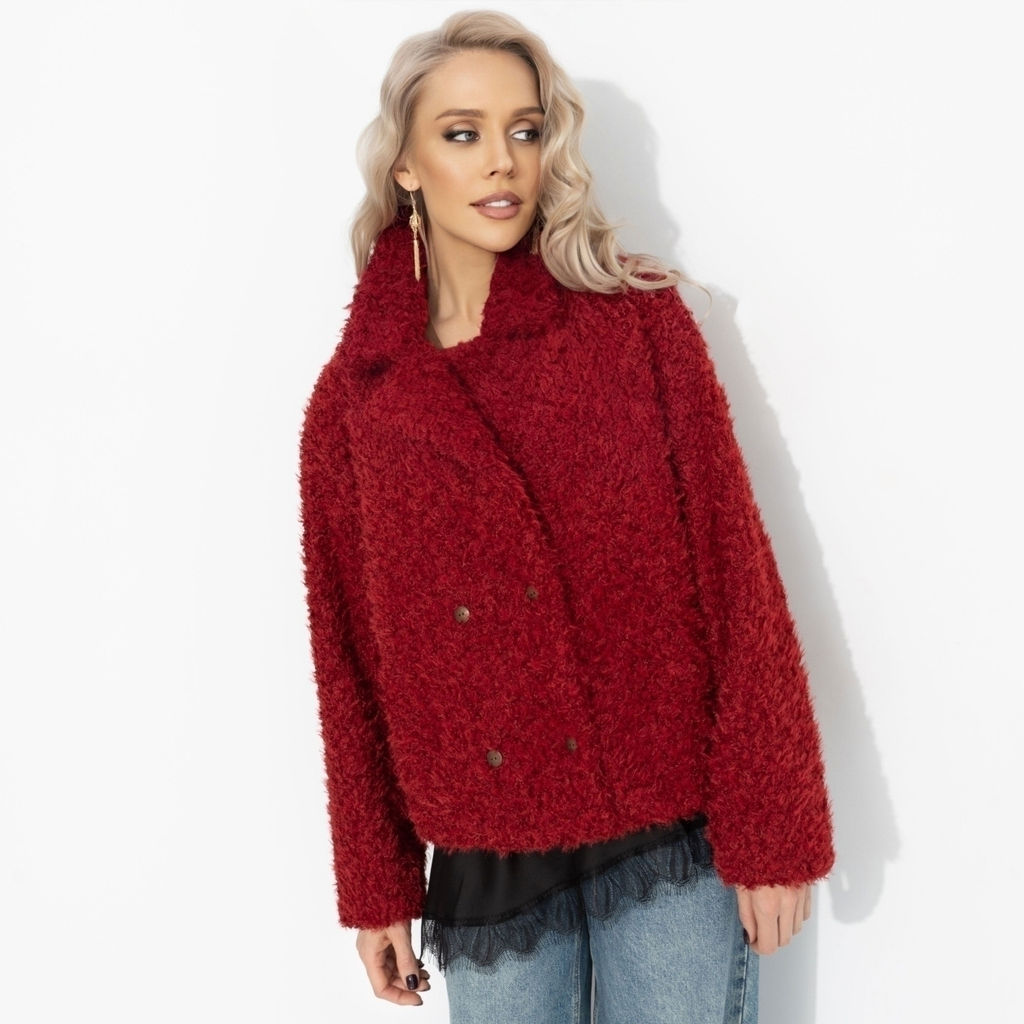 Полупальто из мягкого экомеха, Слишком заметна (красный закат) - Charutti фото 2