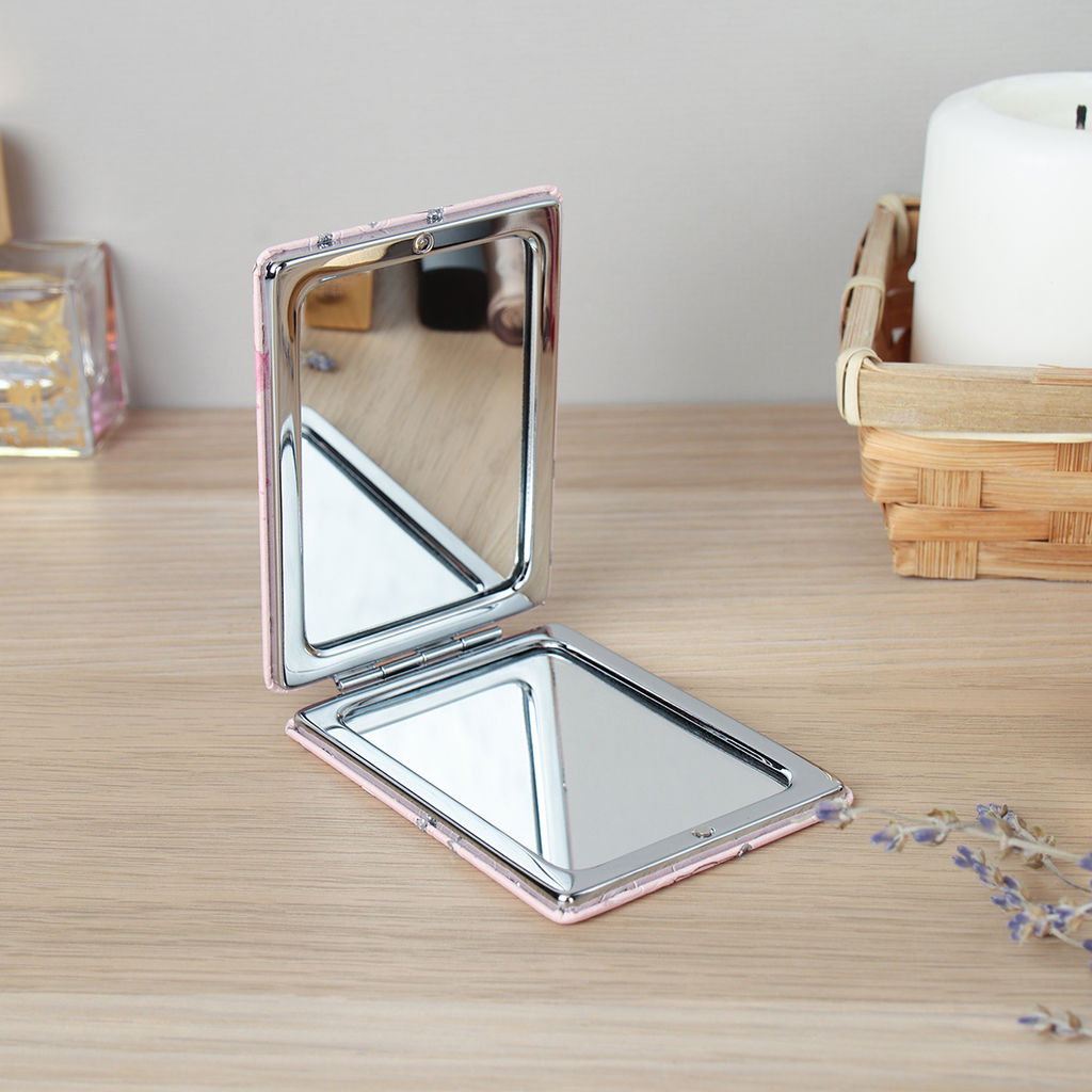 Зеркало карманное 6х8 см / 1613-3 /уп 12/288/кожзам,стразы