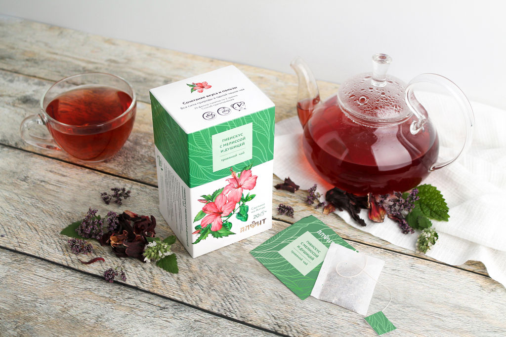 Травяной чай "Гибискус с мелиссой и душицей", 40 г (20 ф/п по 2 г) Алфит 7669