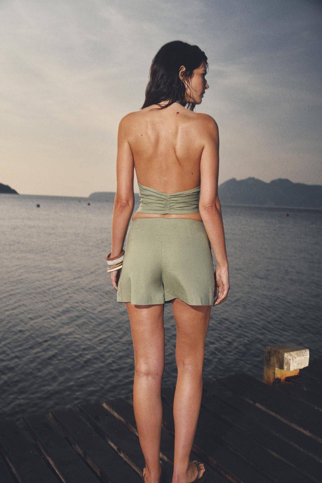 GATHERED LINEN BLEND SKORT - Zara фото 3