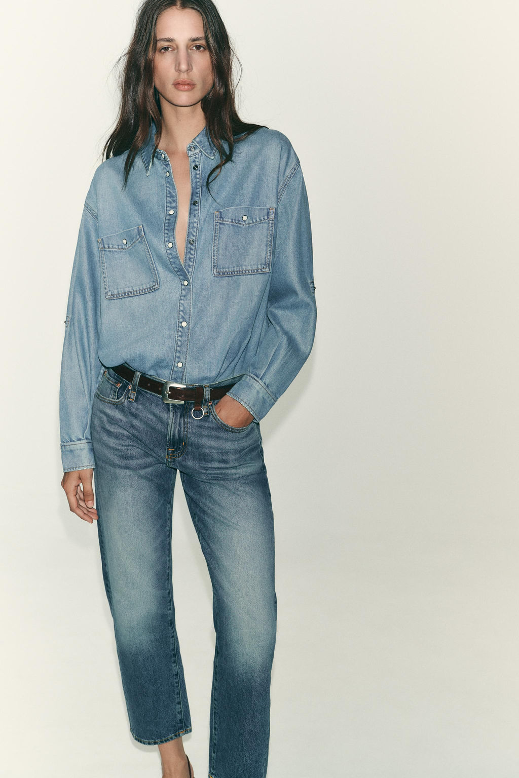 OVERSIZED DENIM SHIRT - Zara фото 5