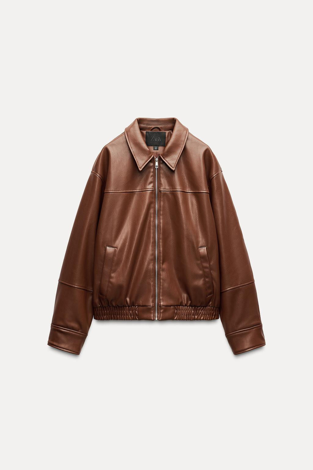 LEATHER EFFECT BOMBER JACKET - Zara фото 5