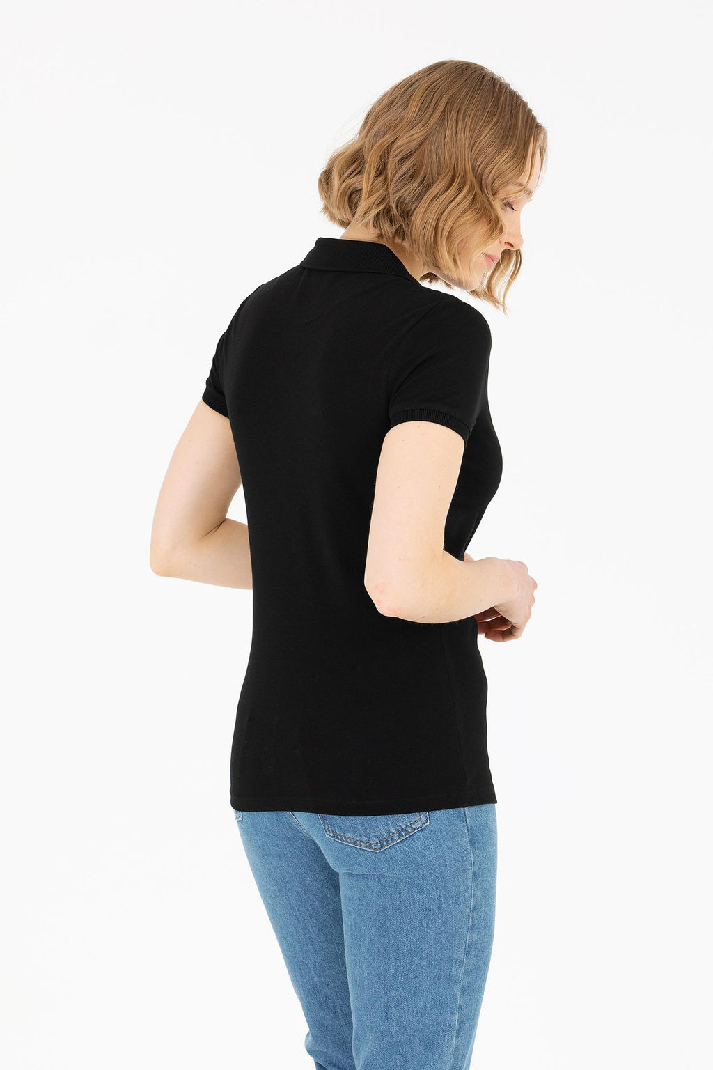 U. S. Polo Assn Женская черная базовая футболка с воротником-поло - U.s. polo assn фото 5