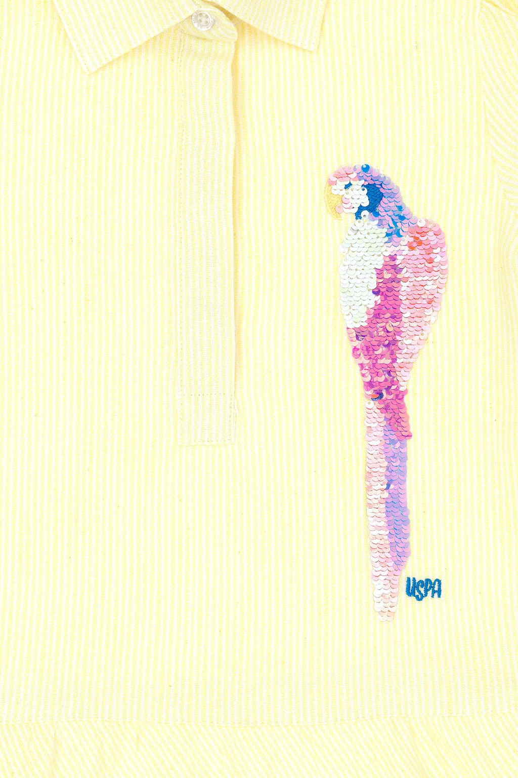 U. S. Polo Assn Неоново-желтое тканое платье с короткими рукавами для девочки - U.s. polo assn фото 3