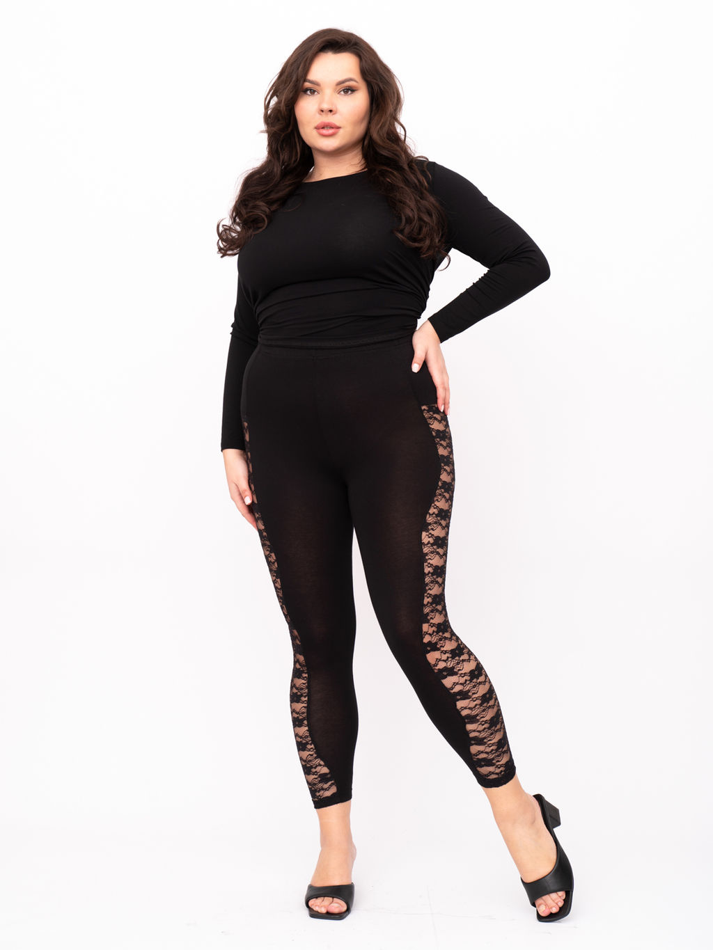 Леггинсы с кружевом LL13139BLK00
