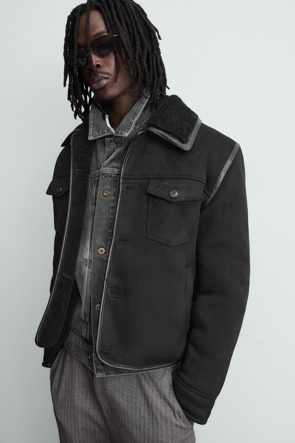 DOUBLE-FACED FAUX SUEDE JACKET