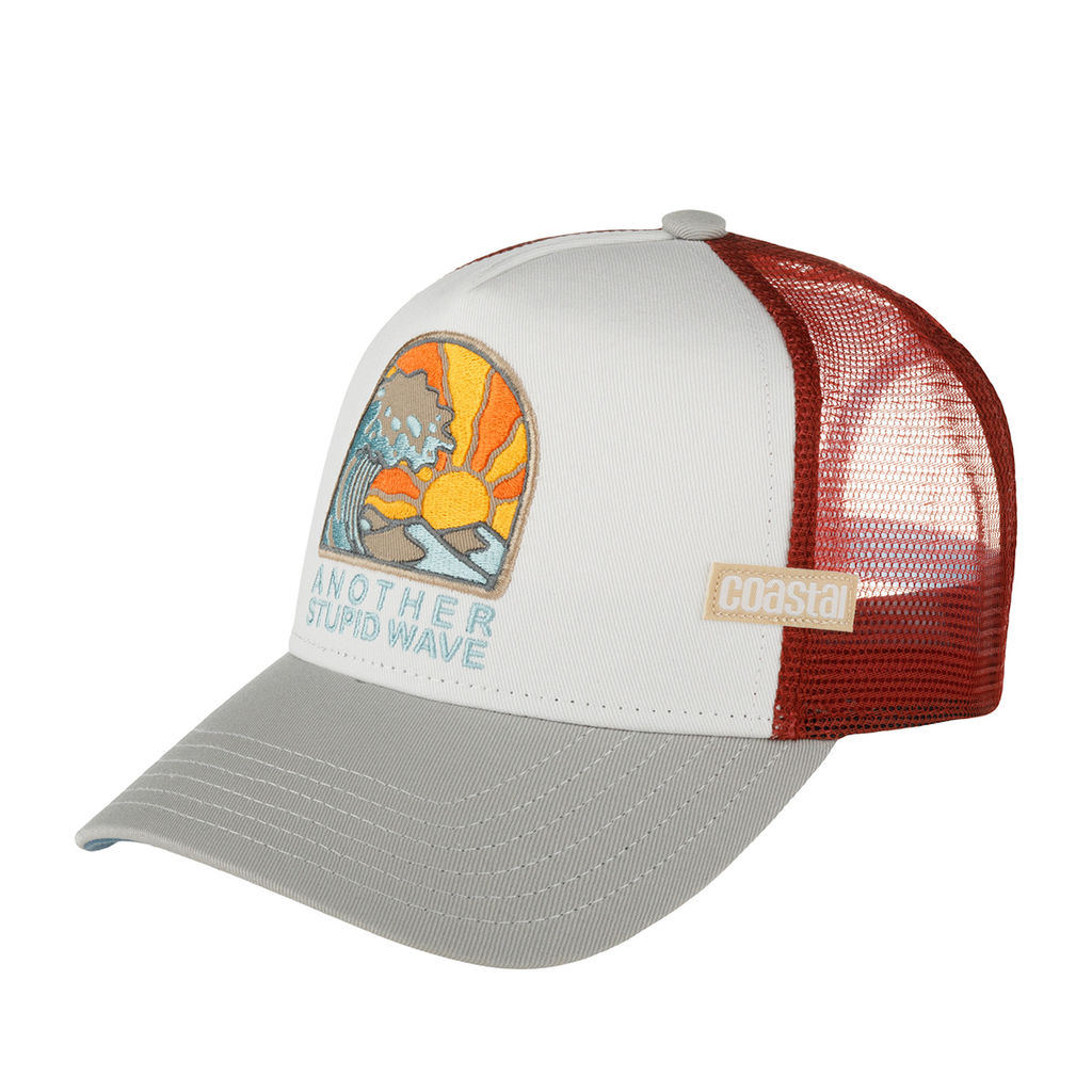Бейсболка COASTAL арт. HFT Stupid Wave (серый / белый / бордовый)