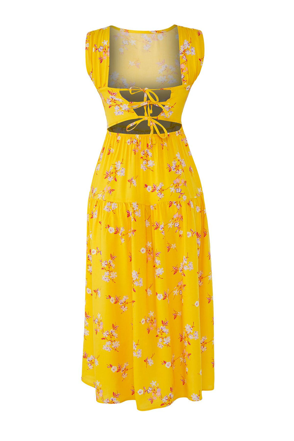TRENDYOLMILLA Mavi Skater/Belden Ac?lan S?rt Detayl? Cicek Desenli Midi Dokuma Elbise TWOSS21EL0709  фото 10