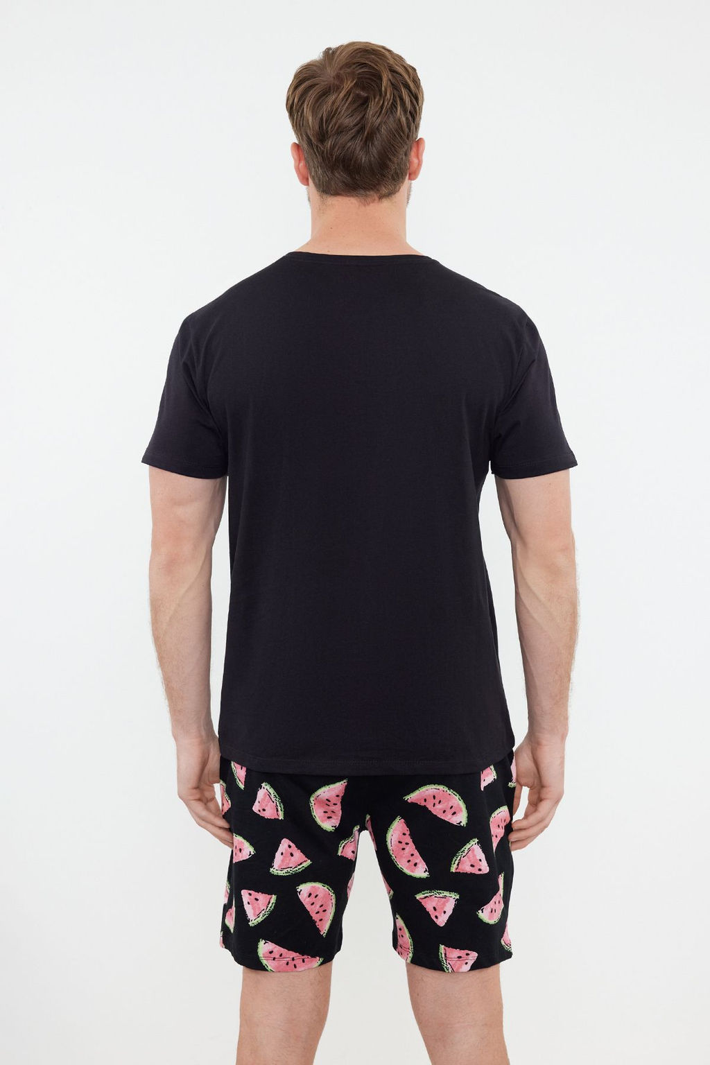 TRENDYOL MAN Siyah Couple/Cift Regular Fit Karpuz Desenli %100 Pamuklu Sortlu Erkek Pijama Tak?m? TMNSS24PT00050 - Trendyolmilla фото 5