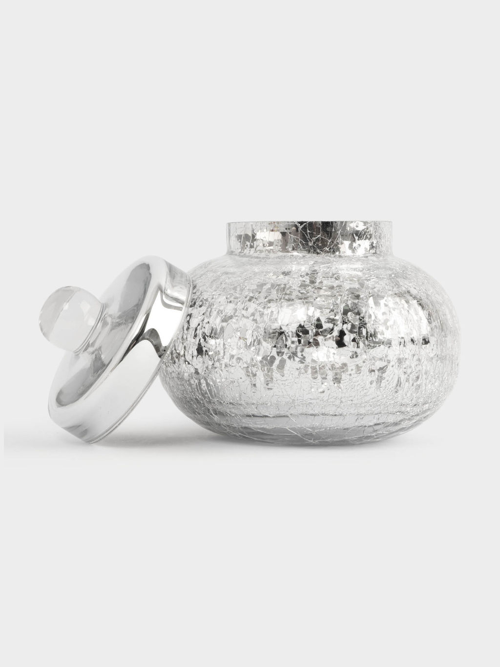 Конфетница, 16х15 см, с крышкой, стекло, серебристая, Кракелюр, Craquelure - Anna lafarg фото 4