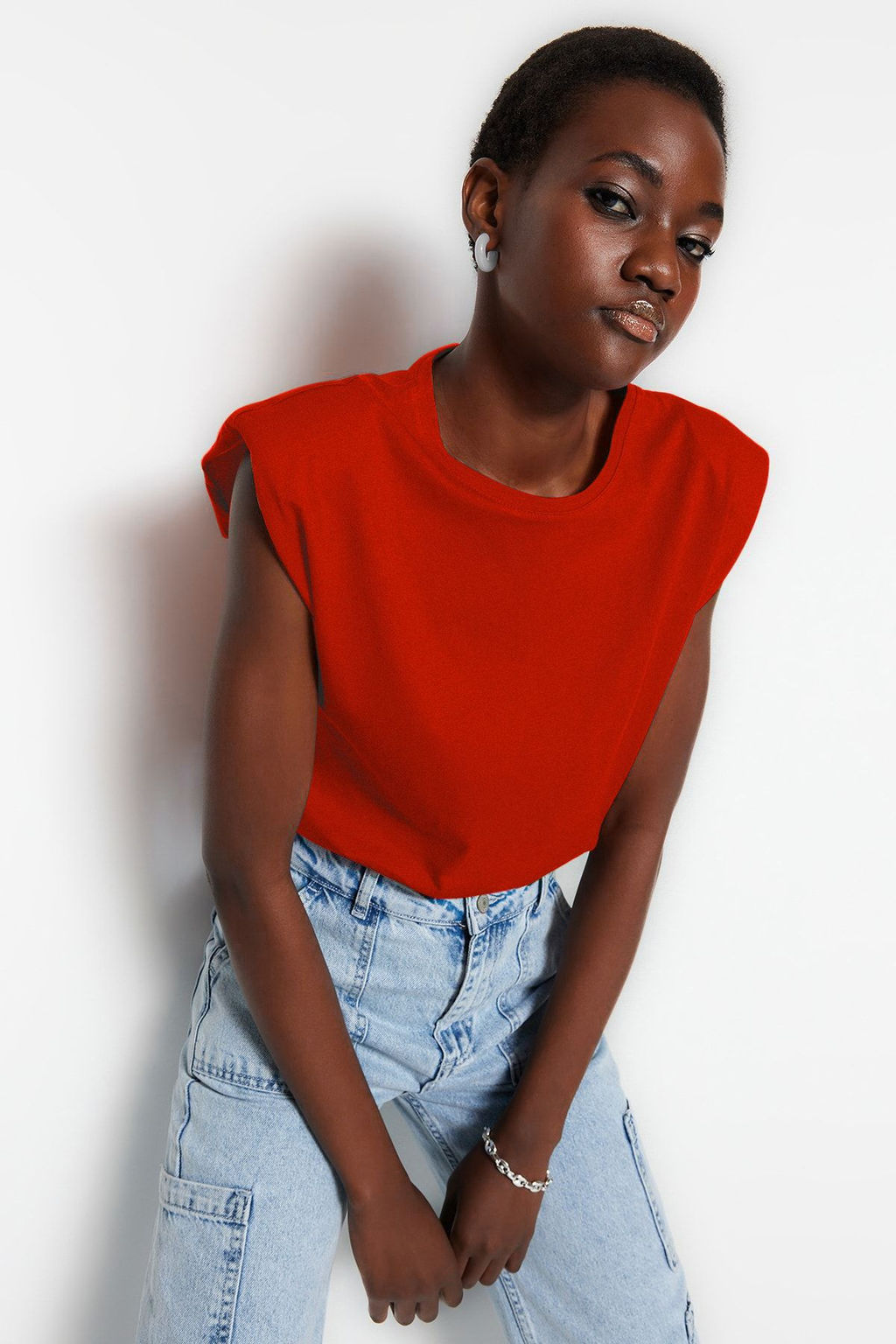 TRENDYOLMILLA Siyah %100 Pamuk Vatkal? Crop Bisiklet Yaka Orme T-Shirt TWOSS21TS0379 фото 13