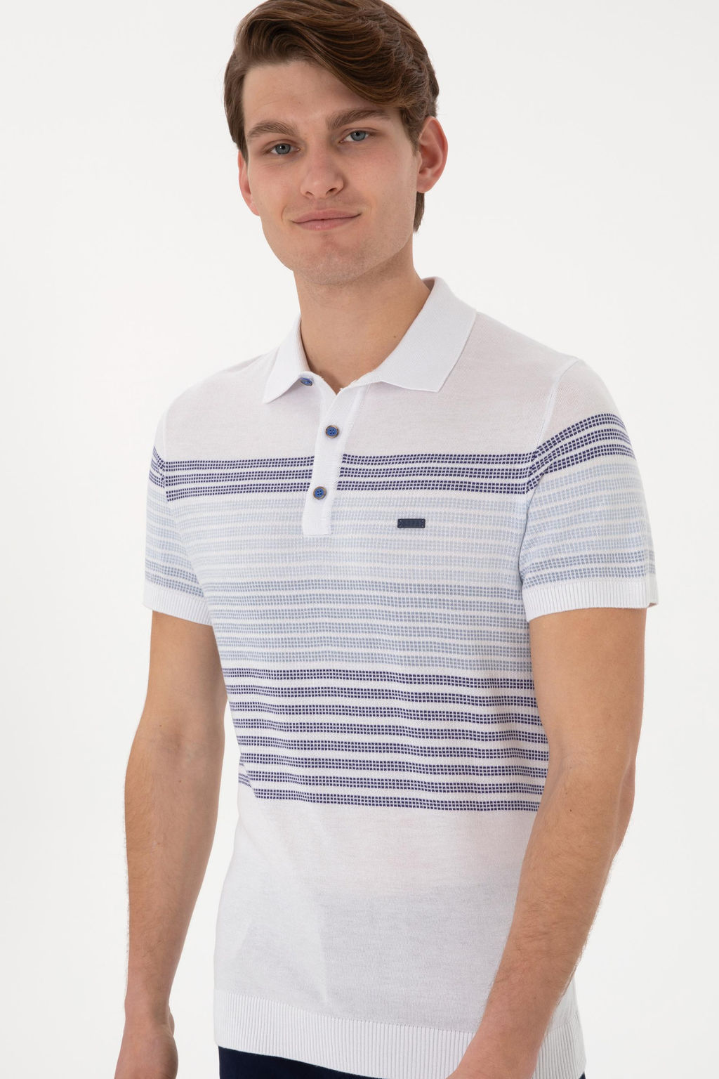 Erkek Slim Fit Polo Yaka _ndigo Ti__rt - U.s. polo assn фото 3