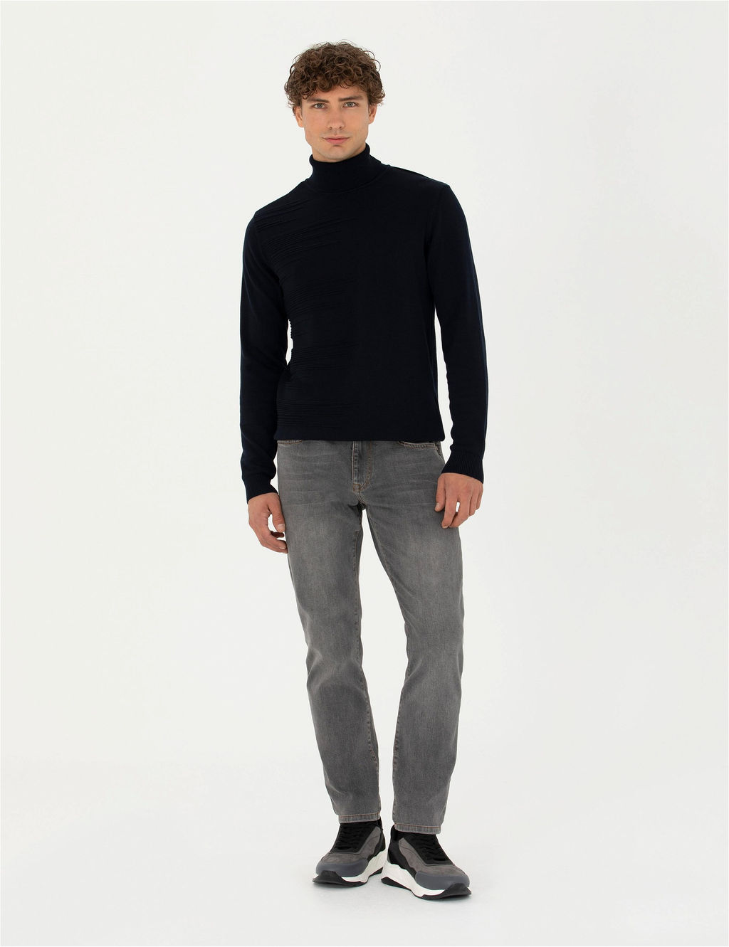 Lacivert Slim Fit Bal_k__ Yaka Triko Kazak - Pierre cardin фото 4