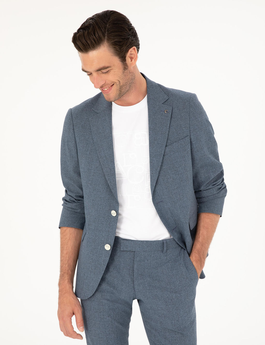 _ndigo Slim Fit Y_n Kar___ml_ Tak_m Elbise