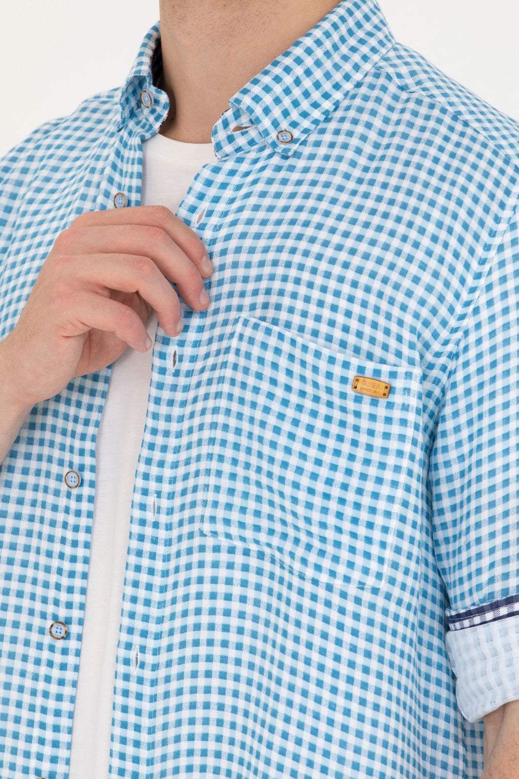 U. S. Polo Assn Мужская синяя рубашка в клетку - U.s. polo assn фото 7