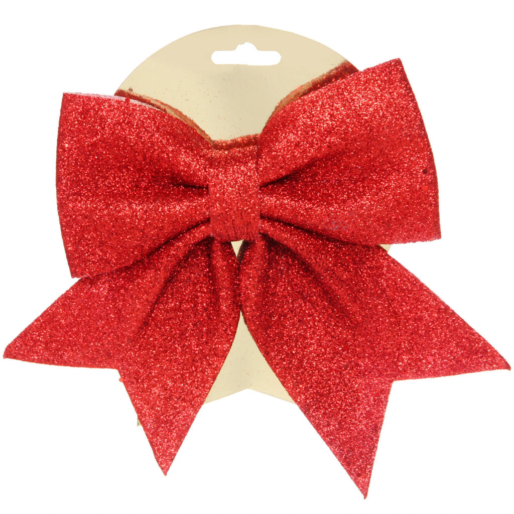 Цена за 2шт. Бант на ёлку "Яркий праздник" 15*20 см, Красный
