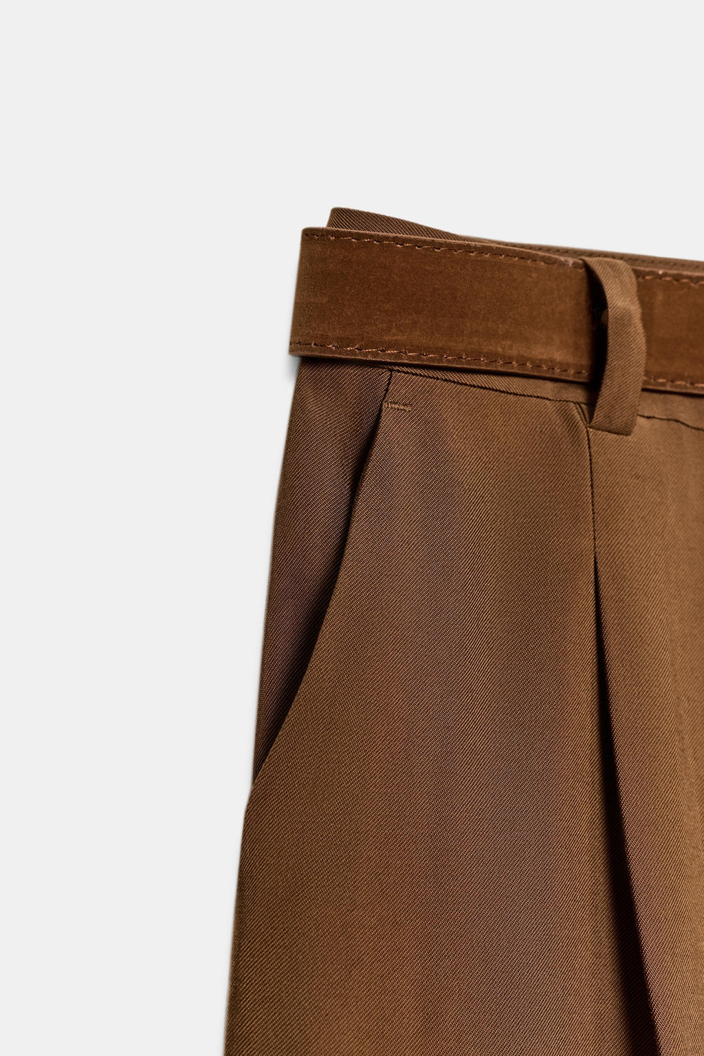 PANTAL?N PINZAS CINTUR?N / Tabaco - Zara фото 8