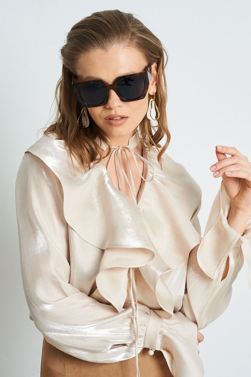 Блуза из струящейся ткан - Mixan фото 5