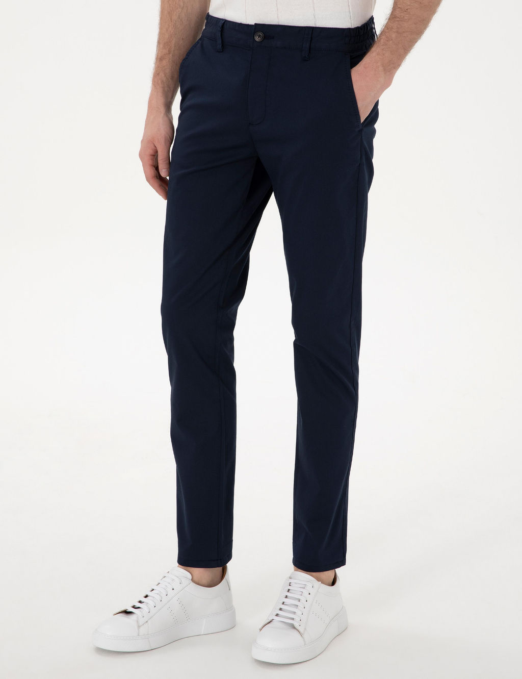 Lacivert Slim Fit Kanvas Pantolon