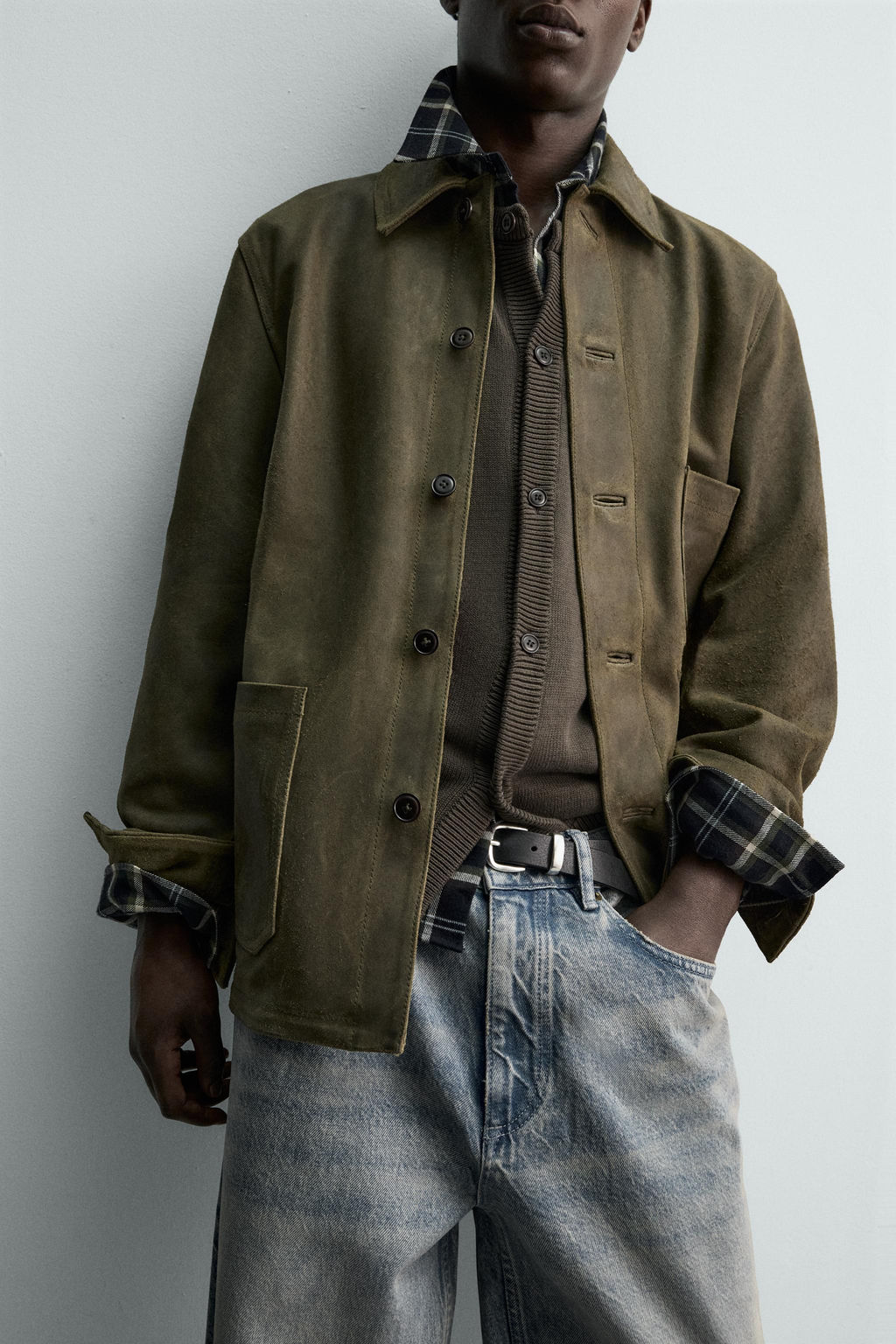 VINTAGE-EFFECT SUEDE LEATHER JACKET - Zara фото 7